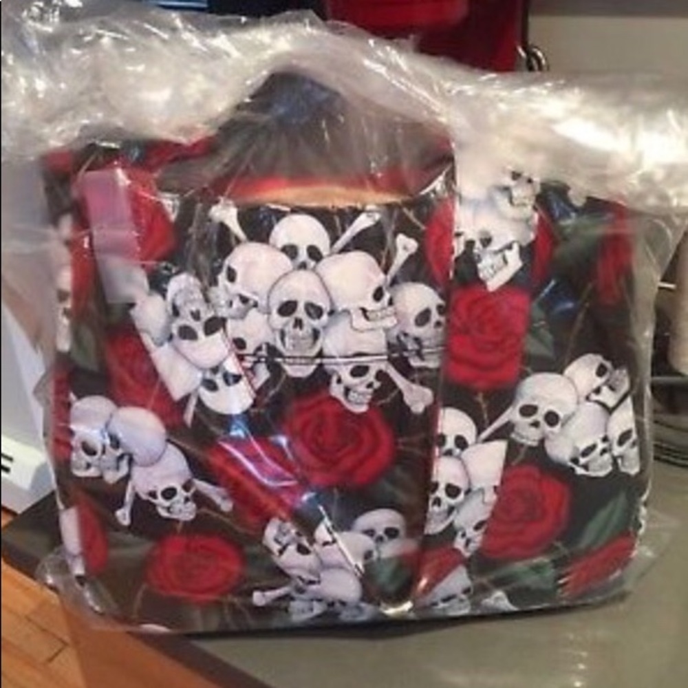 Scull & Roses hand made in the USA cotton tote